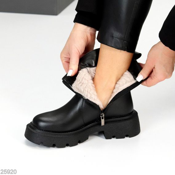 Модные черные зимние ботинки берцы на молнии натуральная кожа | Зображення 7