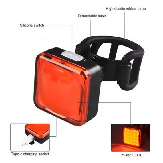 Мощный задний фонарь для велосипеда, Задний аккумуляторный велофонарь, Стоп на велосипед LED USB SX-62 | Зображення 4