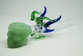 Стеклянная трубка Dragon Skull Зеленый мрамор