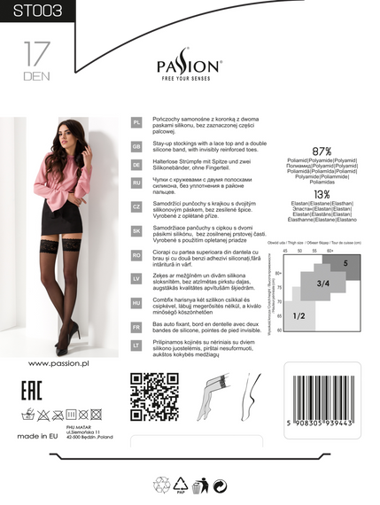 Панчохи Passion ST003 3/4 nero sexstyle | Зображення 4