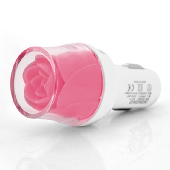 АЗУ NOKOKO Flower, 12V-USB, 5-5.5V, 2xUSB, 10W, 2, 1А, Pink, Пакет