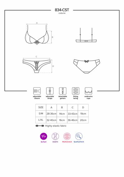 Еротичний костюм медсестри Obsessive 834-CST-6 L/XL, біло-блакитний | Зображення 6