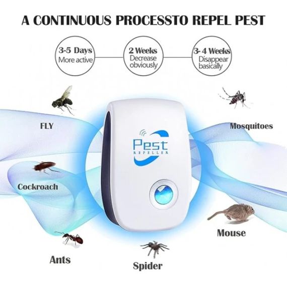 Ультразвуковий засіб від гризунів та комах Pest Reject 801А, 4 шт., білий | Зображення 1