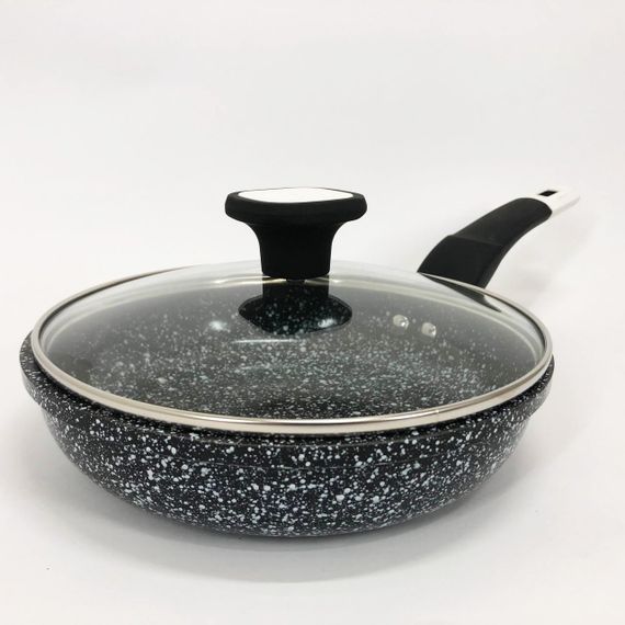 Сковорода із кришкою 20 см світлий граніт UNIQUE UN-5113 | Антипригарна сковорода Гранітна сковорода | Зображення 8