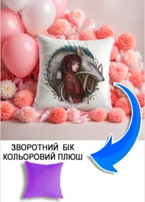 Подушка плюшева Мерч Крафт Дизайн з принтом аніме Віднесені привидами бузковий плюш квадратна 33х33 см