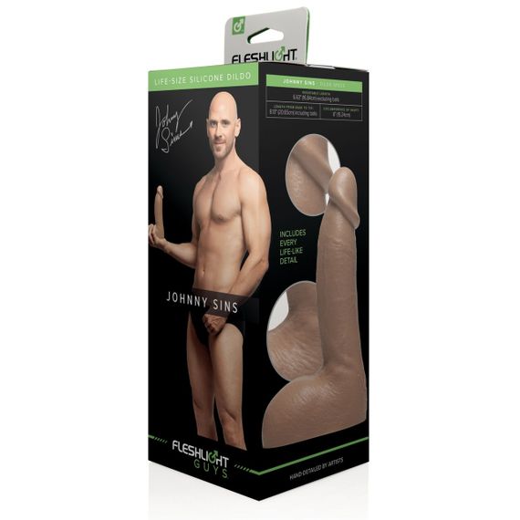 Фалоімітатор з мошонкою, реалістичний Fleshjack Guys JOHNNY SINS DILDO, бежевий, 24.8 х 4.8 см Sex Aura | Зображення 5