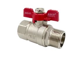 Кран кульовий Nickel PRO PN40 1/2" ЗВ червоний метелик ASCO 1/26