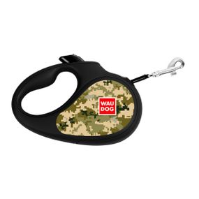 Рулетка для собак Waudog R-Leash S з рисунком "Милитари", лента, 5 м