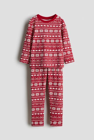 Дитяча новорічна бавовняна піжама для дівчинки H&M 92 см Червона (25120101A)