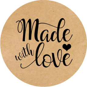 Этикетка наклейка круглая крафт "Made with love 01", Диаметр 50 мм, 250 шт/рулон, Viskom