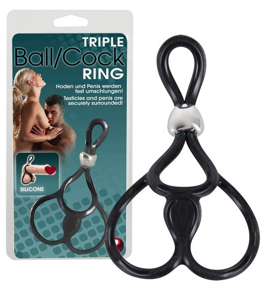 Кільця для мошонки і пеніса Triple Ball and Cock Ring sexstyle