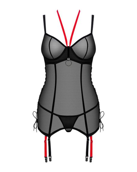 Корсет полупрозрачный XS/S Glandez Obsessive, со стрингами, черный sexstyle | Зображення 2