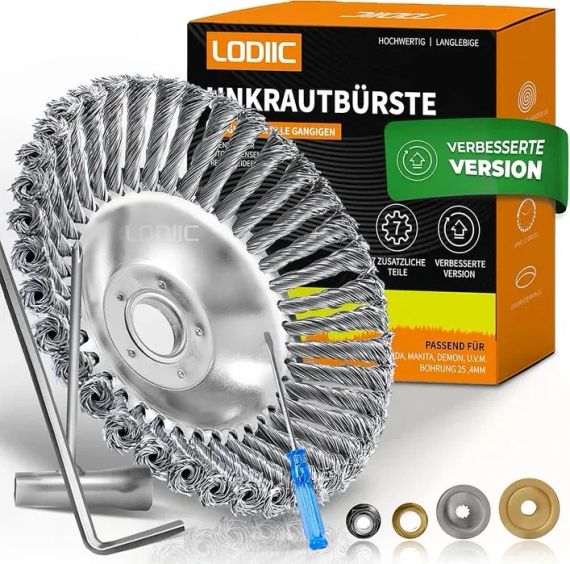 Дротяна щітка LODIIC для мотокоси 25,4 мм, насадка для бензинових тримерів, видалення бур’янів, корщітка, крацовка