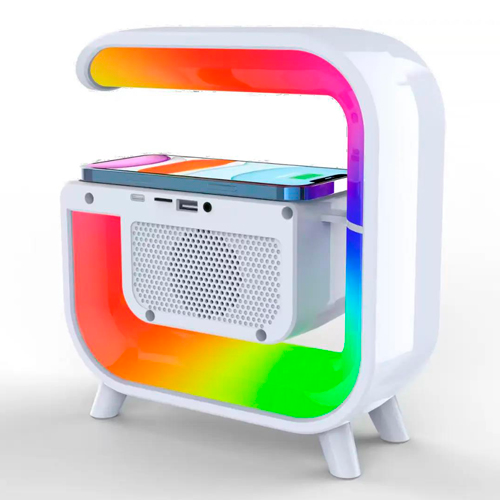 Акумуляторний RGB нічник G30, годинник, бездротова зарядка, Bluetooth колонка | Зображення 1