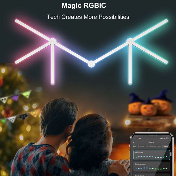 Модульный настінний світильник LED RGB 5V SAL-014B 9pcs Bluetooth USB with app White | Зображення 3