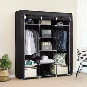 Шафа тканинна 3 секції складана з каркасом STORAGE WARDROBE 175 х 130 х 45 см. CT-478 Колір: чорний