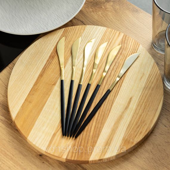 Набір столових ножів 6 штук ножі сервірувальні столові 22.5 см Чорний із золотом HP-20-6 | Зображення 3