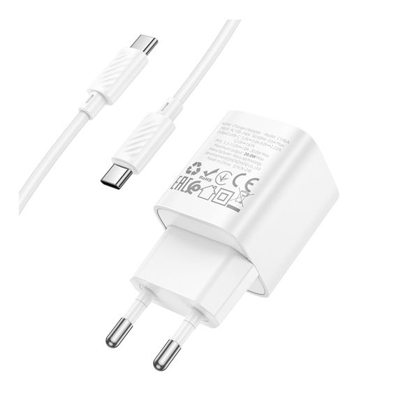Мережевий зарядний пристрій Hoco C146A 1 USB-C PD/QC 20W+Type-C to Type-C | Зображення 6