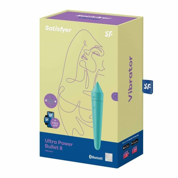Мощная вибропуля с функцией управления с смартфона Satisfyer Ultra Power Bullet 8, бирюзовый Sex Aura | Зображення 4