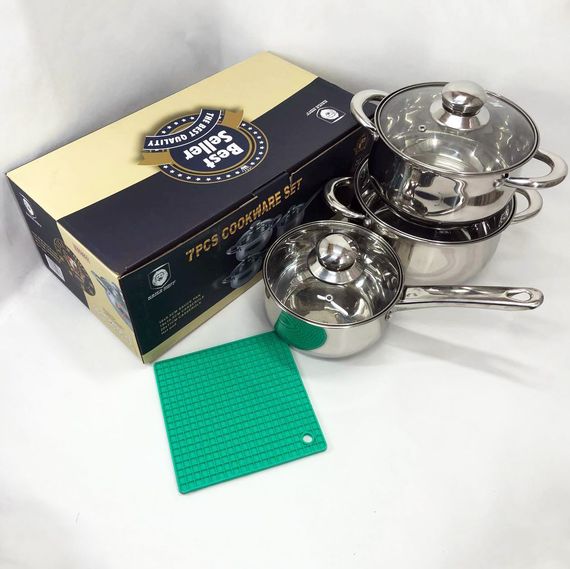 Набір каструль 7 предметів LB-1927B-7 із нержавіючої сталі зі GE-497 скляною кришкою | Зображення 5