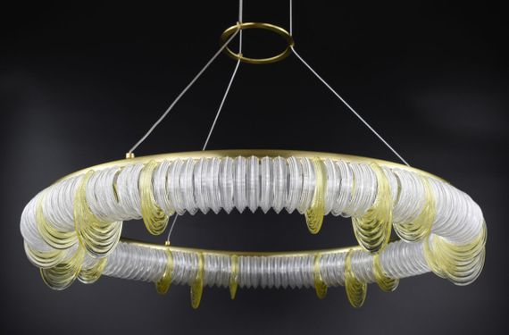 Люстра світлодіодна підвісна LED світильник для квартири на стелю лед 26756 Латунь 30-140х65х65 см. | Зображення 2