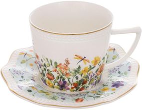 Чайний порцеляновий набір "Floral" 6 чашок 250мл і 6 блюдець