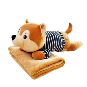 Плед-іграшка подушка 3 в 1 Собака Хаскі-матрос (110х150 см) з пледом Бежевий 520-3BE