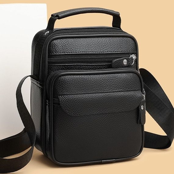Чоловіча шкіряна барсетка через плече компактна функціональна з ручкою чорна Bexhill Bx-54551 | Зображення 6