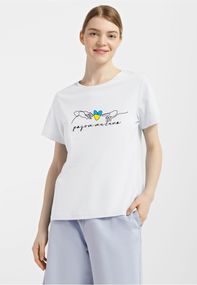 Футболка жіноча біла з принтом "Разом ми сила", M