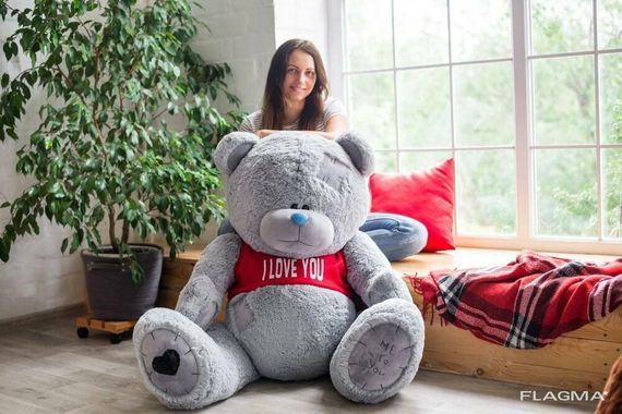 Мишка с латками плюшевый в футболке Yarokuz Me To You 160 см Серый | Зображення 3