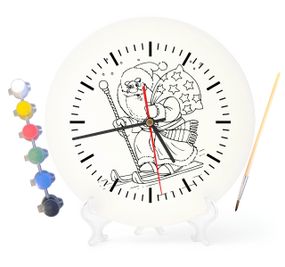 Дитячий набір для творчості годинник розмальовка Новорічний подарунок 30 см (Г0074)