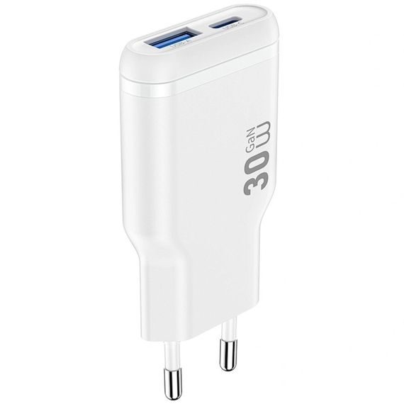 СЗУ WIWU G033 Essen PD30W+QC3.0 GaN (1USB-A/1C) White