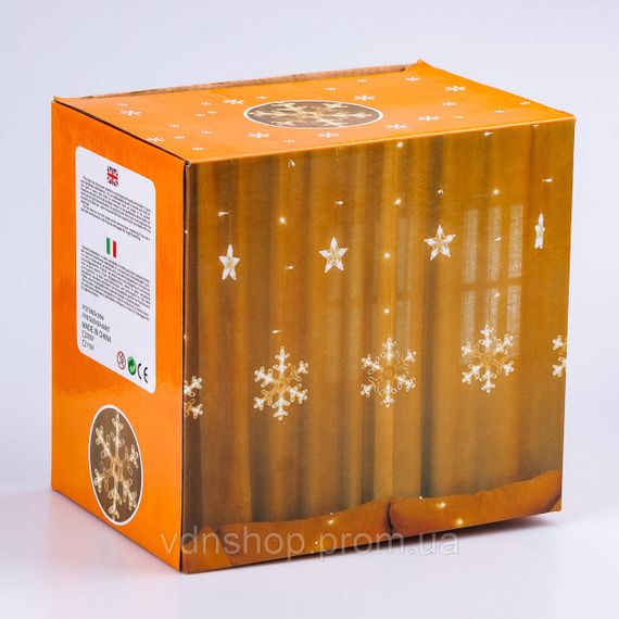 Гірлянда світлодіодна штора GarlandoPro сніжинка і зірка 12 фігур 3х1м гірлянда зірка Білий 1733064W | Зображення 4