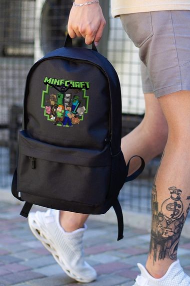 Повсякденний рюкзак шкільний для хлопчика/дівчинки Without з принтом Майнкрафт Black