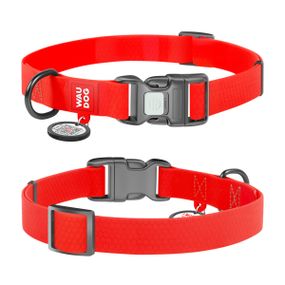Нашийник для собак водостійкий WAUDOG Waterproof c QR паспортом, пластикова пряжка-фастекс, Ширина 15 мм, Довжина 25-35 см, червоний