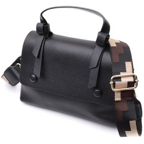 Сумка Vintage Жіноча з короткою ручкою з натуральної шкіри Чорна (22670)
