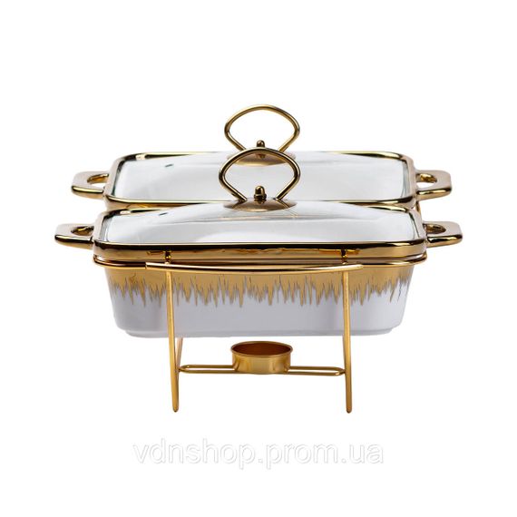 Порцелянаовий марміт на 2 секції по 1 л золото HP1042 | Зображення 3
