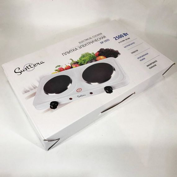 Плита електрична переносна двоконфорочна настільна Suntera DP-1935B, BY-546 2500W біла | Зображення 2