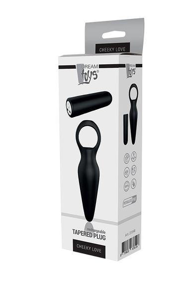 Анальна пробка з вібрацією Dream Toys CHEEKY LOVE TAPERED PLUG BLACK | Зображення 1