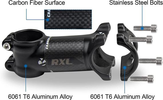 Кермо-винос RXL SL 31.8 мм 60 мм, карбоновий, 6°, для MTB, шосе, гравій, апгрейд та шосейних велосипедів | Зображення 2