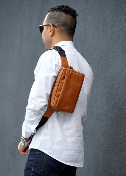 Чоловіча шкіряна сумка бананка 0ST руда шкіра 24 × 16 (88218121) | Зображення 4