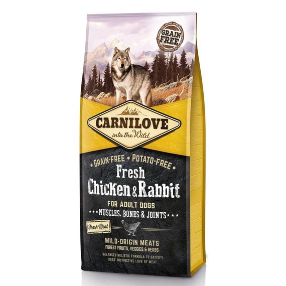 Корм Carnilove Fresh Chicken and Rabbit for Adult dogs сухий зі свіжою куркою та кроликом для дорослих собак 12 кг