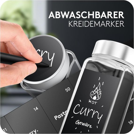 Банки для спецій скляні, набір 24 шт, квадратні з етикетками, воронкою, маркером, баночки 120 мл для кухні комплект | Зображення 5