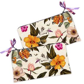 Косметичка жіноча Весенние цветы на белом фоне 20х12 см (K_EX008)