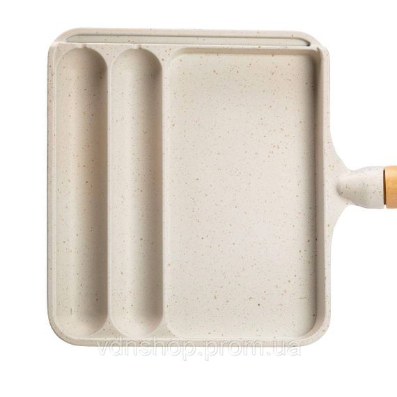 Сковорода прямоугольная на 3 секции с антипригарным покрытием бежевая HP39572W | Зображення 6