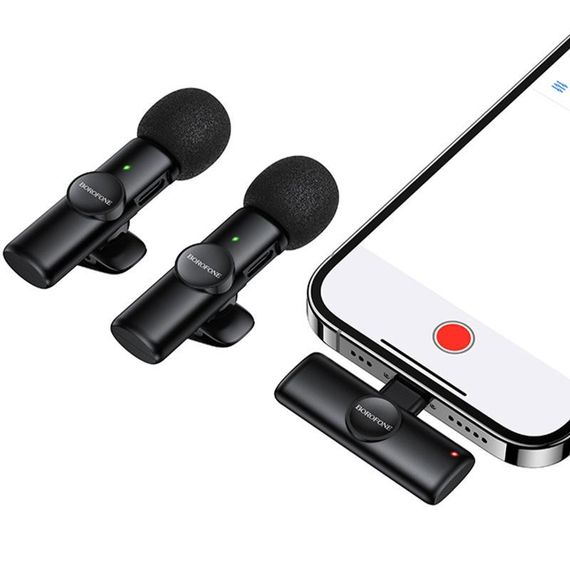 Петличный беспроводной микрофон Borofone BFK16A Winner dual-mic Type-C Black | Зображення 5