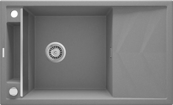 Мийка кухонна Deante Magnetic, граніт, прямокут., з крилом, 820х500х219мм, чаша - 1, накладна, сірий (ZRM_S113)