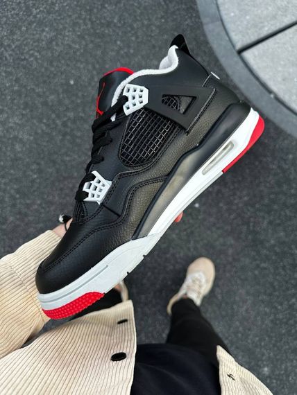 Зимові кросівки Nike Air Jordan 4 Retro (black & red) | Зображення 2