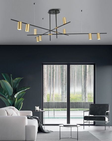 Люстра стельова на 12 лампочок 26289 Чорний 35-74х123х123 см. | Зображення 1