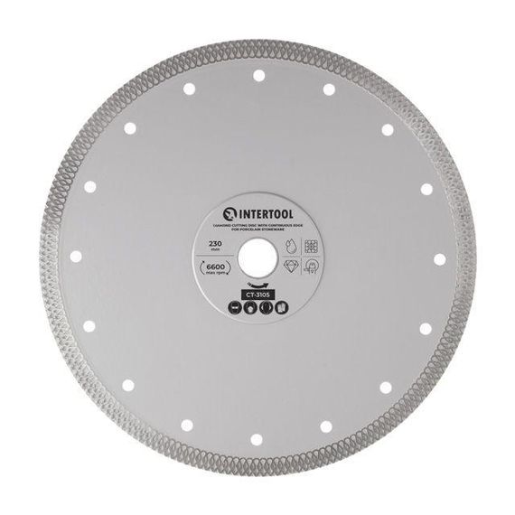 Диск алмазний відрізний 230 мм по керамограніту INTERTOOL CT-3105